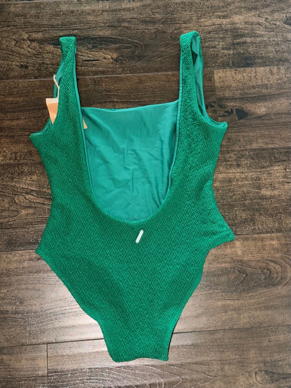 NWT Green Textured Scoop Back One Piece Swimsuit - Picture 2 of 5